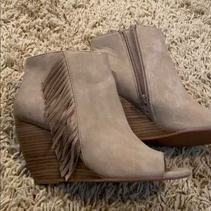 Ariat open toe fringe boots